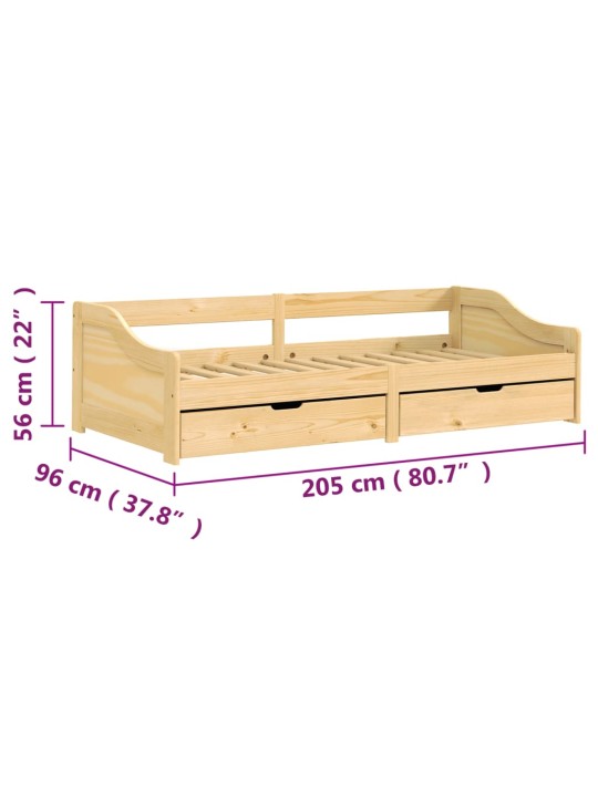 Válenda se 2 zásuvkami IRUN 90x200 cm masivní borové dřevo