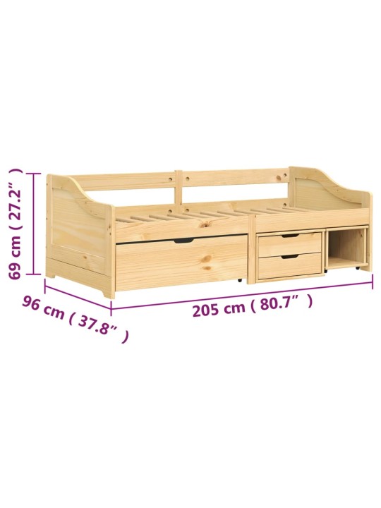 Válenda se 3 zásuvkami IRUN 90x200 cm masivní borové dřevo