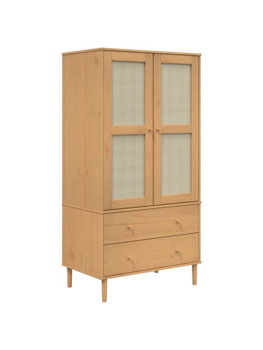 Šatní skříň SENJA ratanový vzhled hnědá 90x55x175 cm borovice