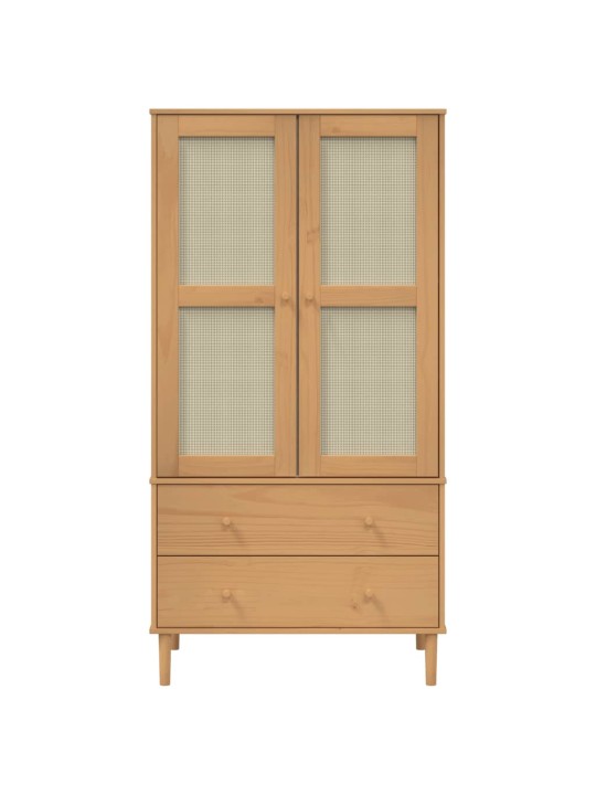 Šatní skříň SENJA ratanový vzhled hnědá 90x55x175 cm borovice