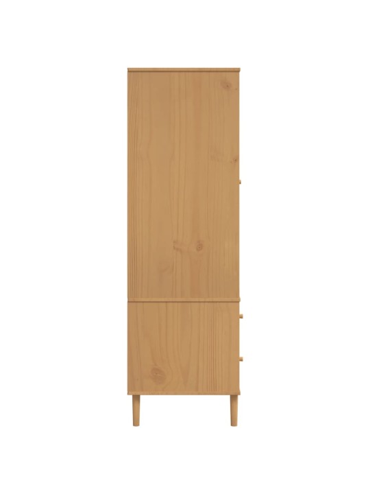 Šatní skříň SENJA ratanový vzhled hnědá 90x55x175 cm borovice
