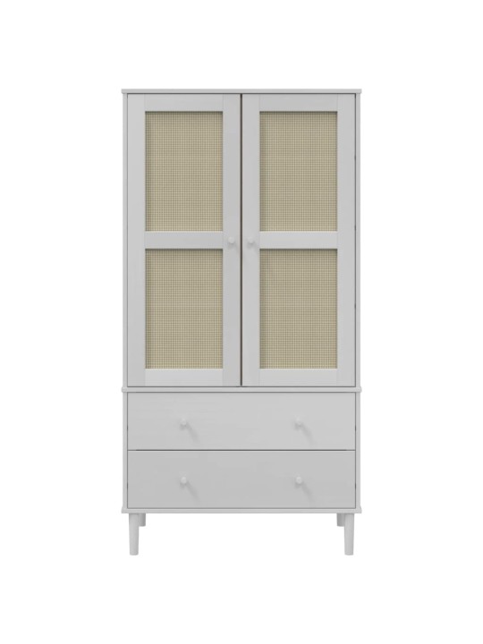 Šatní skříň SENJA ratanový vzhled bílá 90x55x175 cm borovice