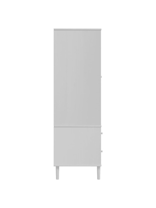 Šatní skříň SENJA ratanový vzhled bílá 90x55x175 cm borovice