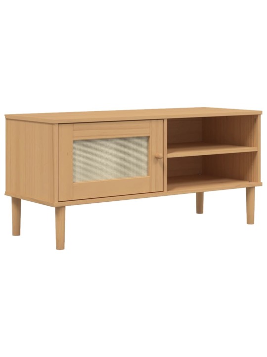 TV skříňka SENJA ratanový vzhled hnědá 106x40x49 cm borovice