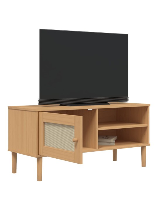 TV skříňka SENJA ratanový vzhled hnědá 106x40x49 cm borovice