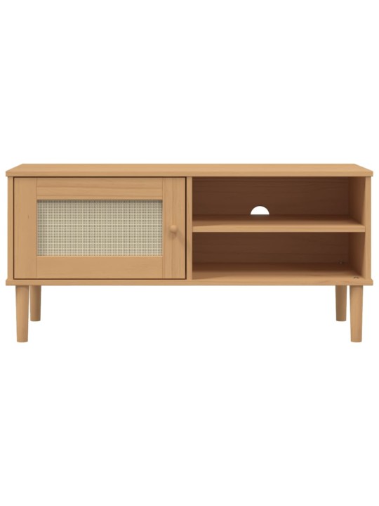TV skříňka SENJA ratanový vzhled hnědá 106x40x49 cm borovice