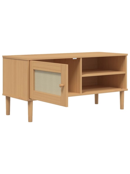 TV skříňka SENJA ratanový vzhled hnědá 106x40x49 cm borovice