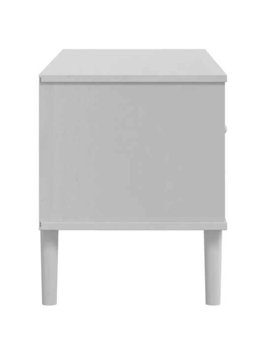 TV skříňka SENJA ratanový vzhled bílá 106 x 40 x 49 cm borovice