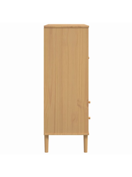 Skříňka SENJA ratanový vzhled hnědá 90 x 40 x 112 cm borovice