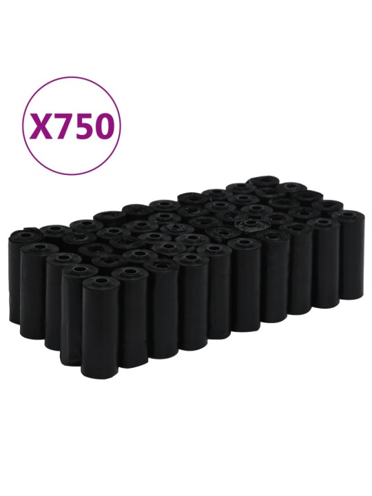 Sáčky na psí exkrementy 750 ks černé 30 x 20 cm PE