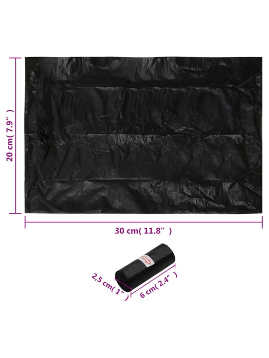 Sáčky na psí exkrementy 750 ks černé 30 x 20 cm PE