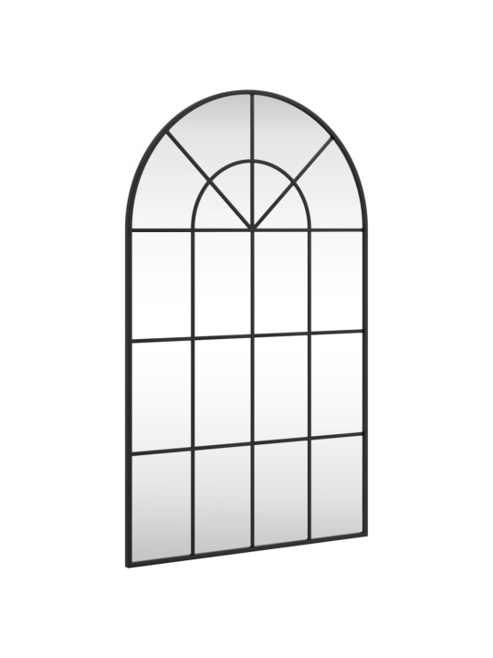 Nástěnné zrcadlo černé 60 x 100 cm oblouk železo