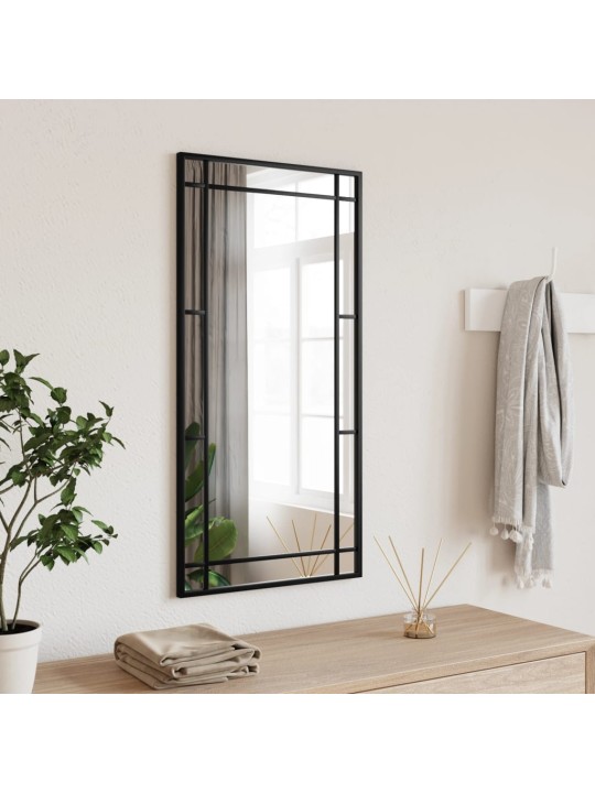 Nástěnné zrcadlo černé 40 x 80 cm obdélník železo