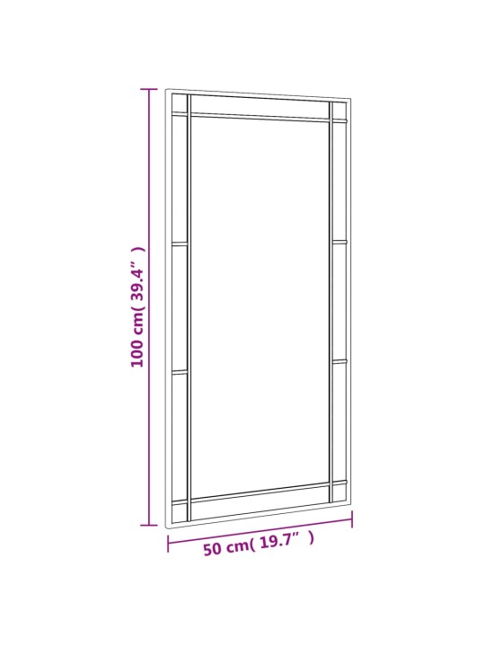 Nástěnné zrcadlo černé 50 x 100 cm obdélník železo