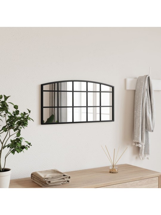 Nástěnné zrcadlo černé 60 x 30 cm oblouk železo