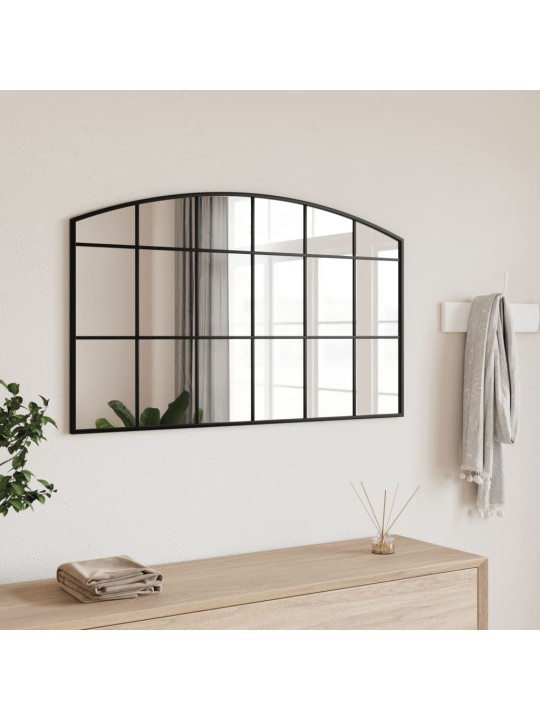 Nástěnné zrcadlo černé 100 x 60 cm oblouk železo