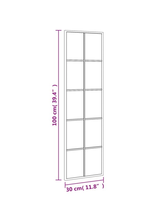 Nástěnné zrcadlo černé 30 x 100 cm obdélník železo