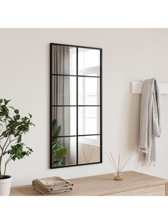 Nástěnné zrcadlo černé 40 x 80 cm obdélník železo