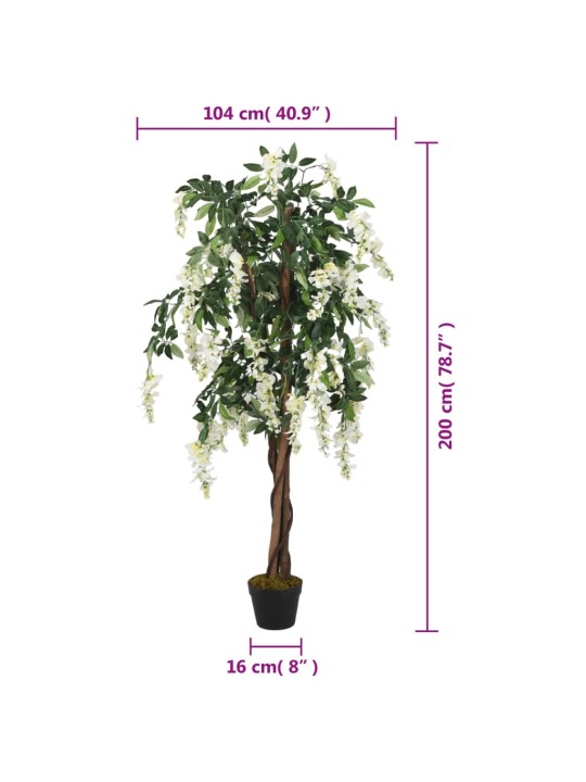 Umělá vistárie 1 470 listů 200 cm zelená a bílá