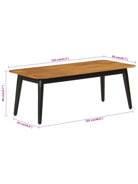 Konferenční stolek 110 x 50 x 40 cm masivní mangovník a železo