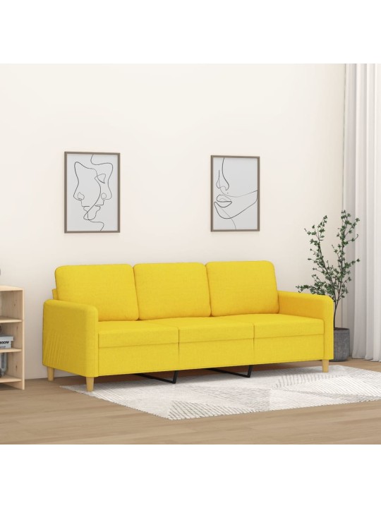 3místná pohovka světle žlutá 180 cm textil