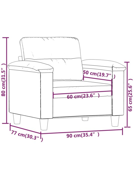 Křeslo taupe 60 cm tkanina z mikrovlákna