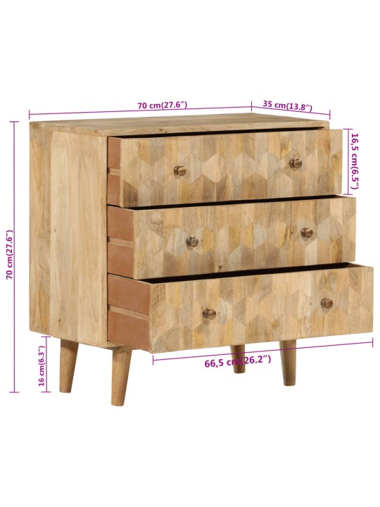 Komoda 70 x 35 x 70 cm masivní mangovníkové dřevo
