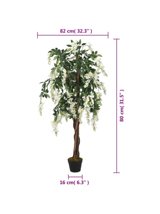 Umělá vistárie 560 listů 80 cm zelená a bílá