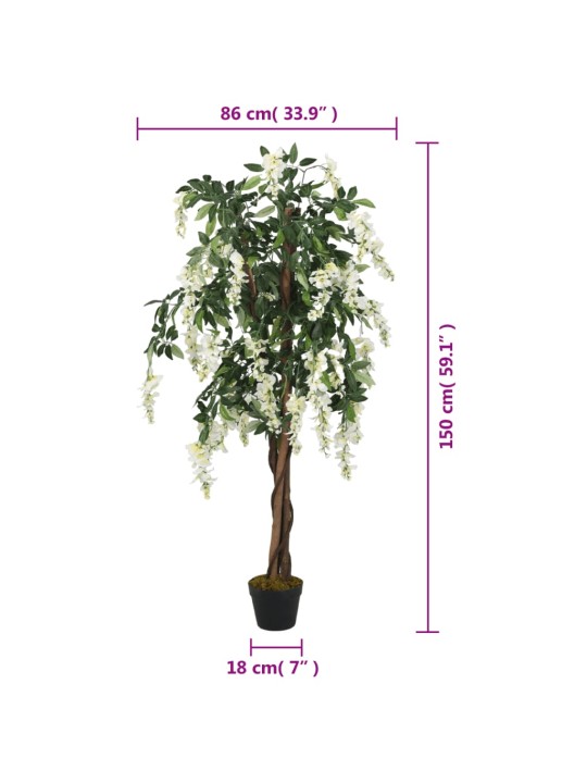 Umělá vistárie 840 listů 150 cm zelená a bílá