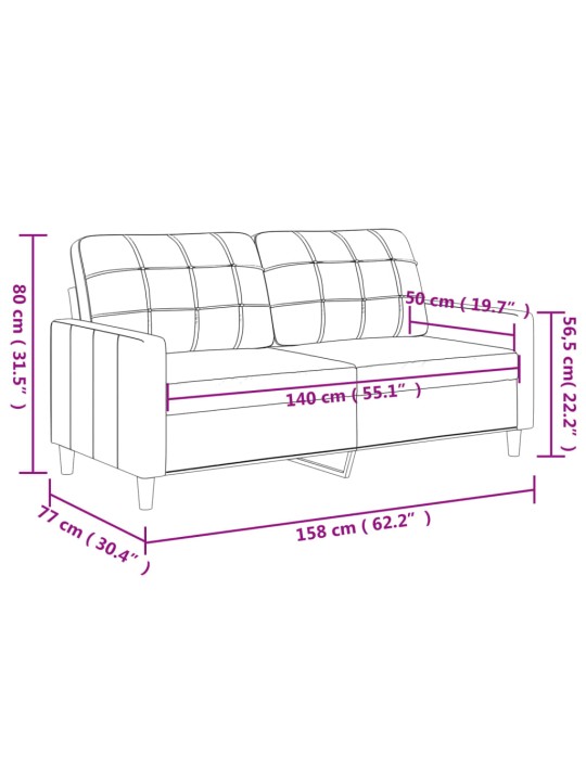 2místná pohovka krémová 140 cm textil