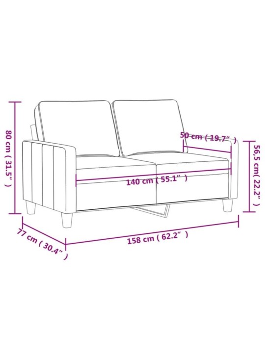 2místná pohovka krémová 140 cm textil
