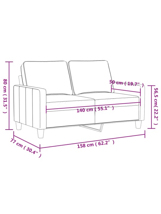 2místná pohovka černá 140 cm textil