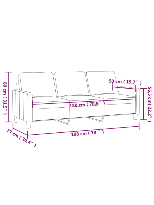 3místná pohovka hnědá 180 cm textil