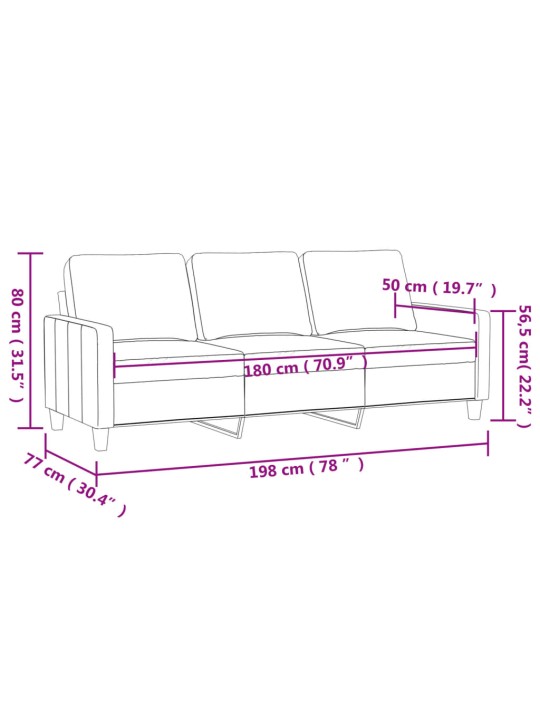 3místná pohovka taupe 180 cm textil