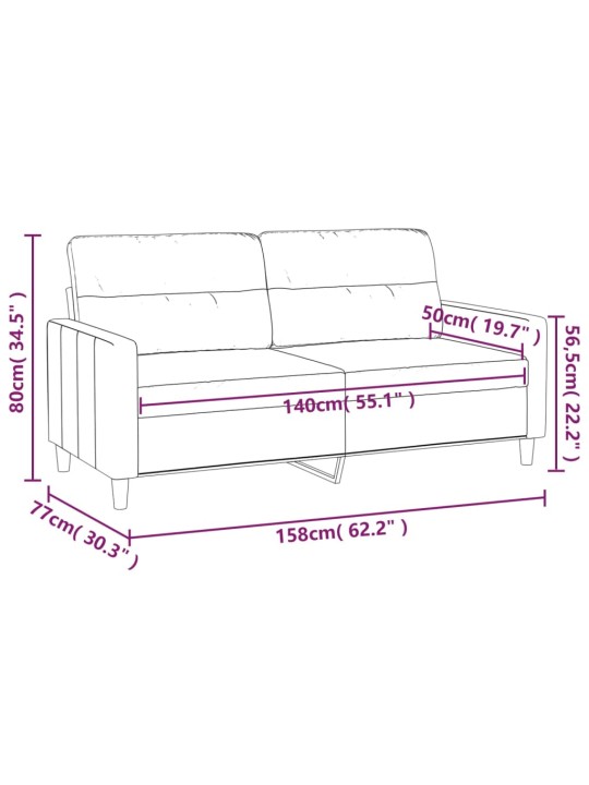 2místná pohovka hnědá 140 cm textil