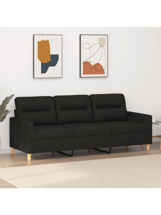 3místná pohovka černá 180 cm textil