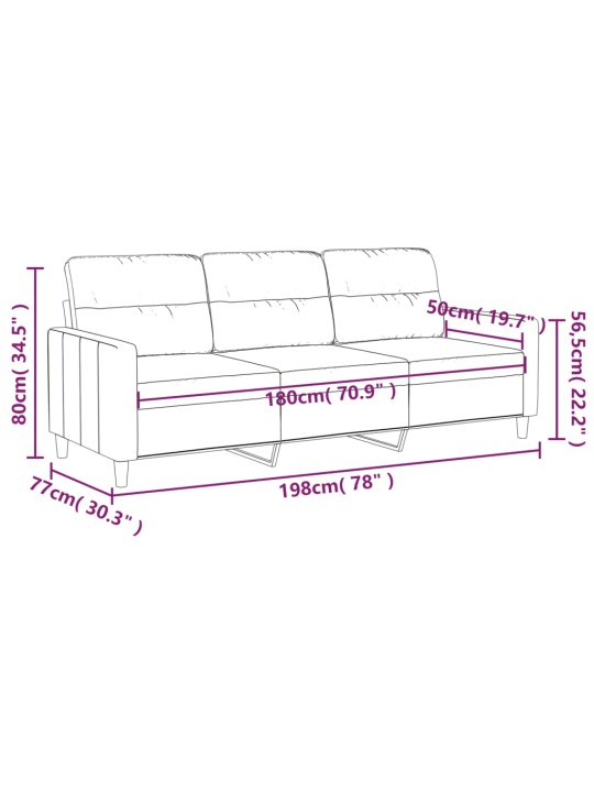 3místná pohovka taupe 180 cm textil