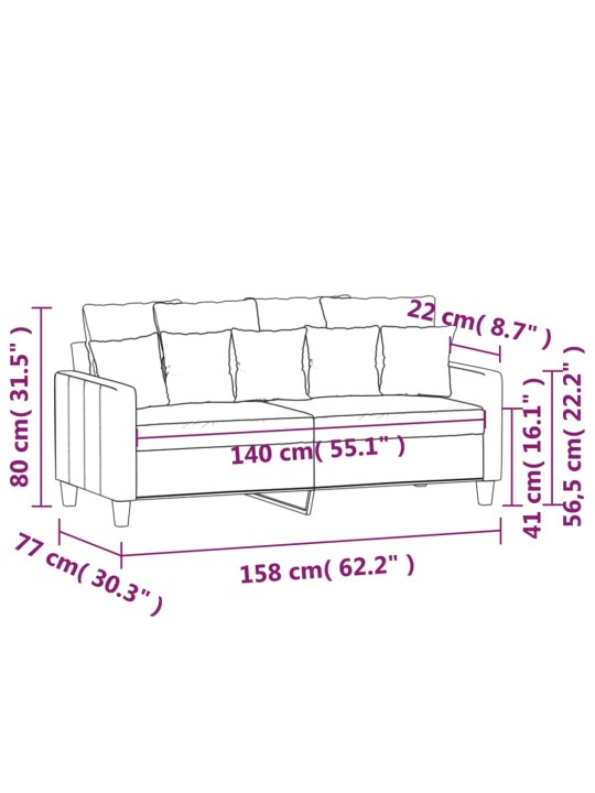 2místná pohovka krémová 140 cm textil