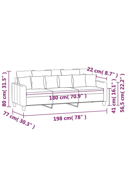 3místná pohovka tmavě šedá 180 cm textil