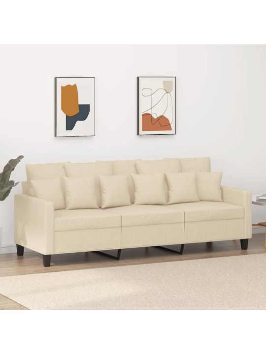 3místná pohovka krémová 180 cm textil