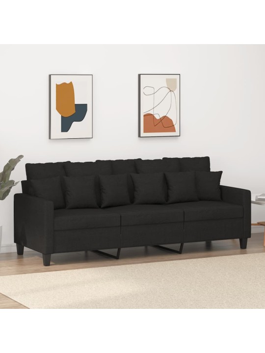 3místná pohovka černá 180 cm textil