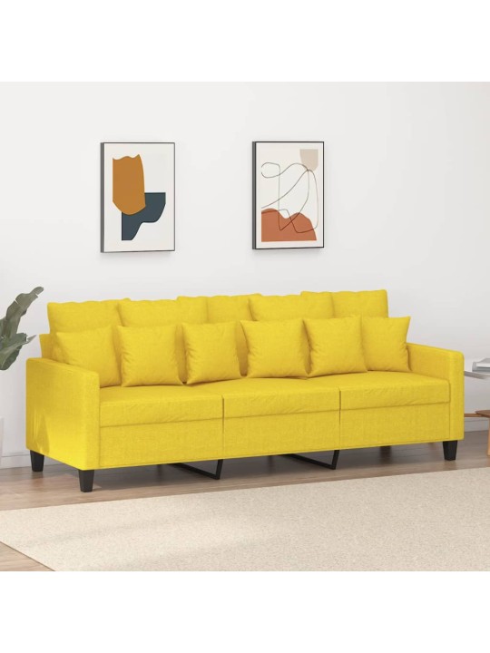 3místná pohovka světle žlutá 180 cm textil