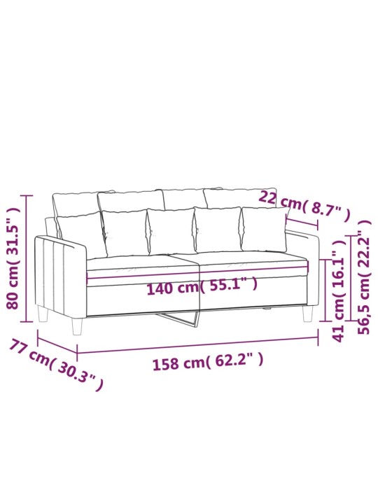 2místná pohovka hnědá 140 cm samet