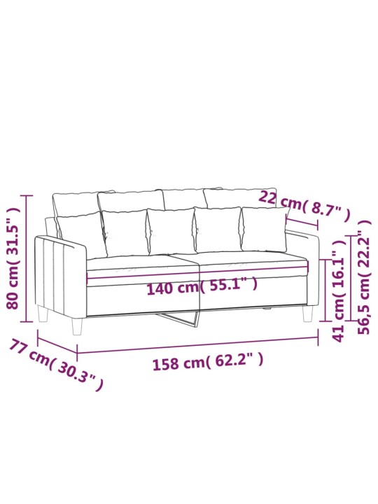2místná pohovka krémová 140 cm samet