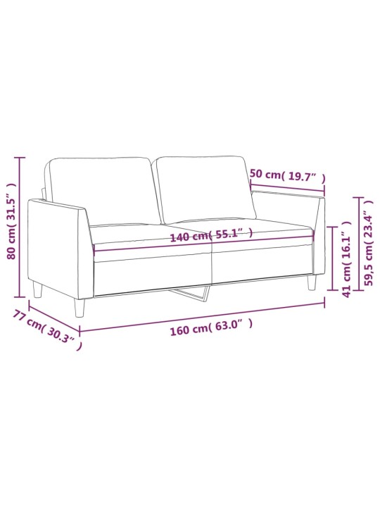 2místná pohovka cappuccino 140 cm umělá kůže