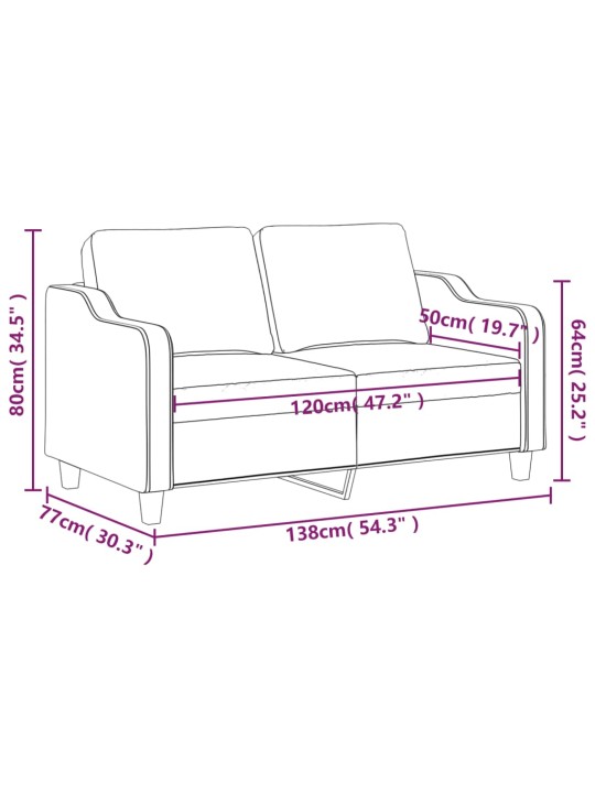 2místná pohovka světle šedá 120 cm textil