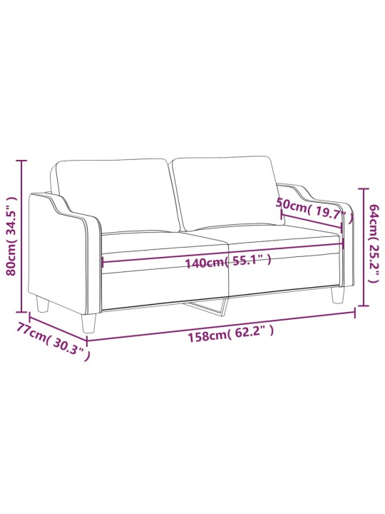 2místná pohovka hnědá 140 cm textil