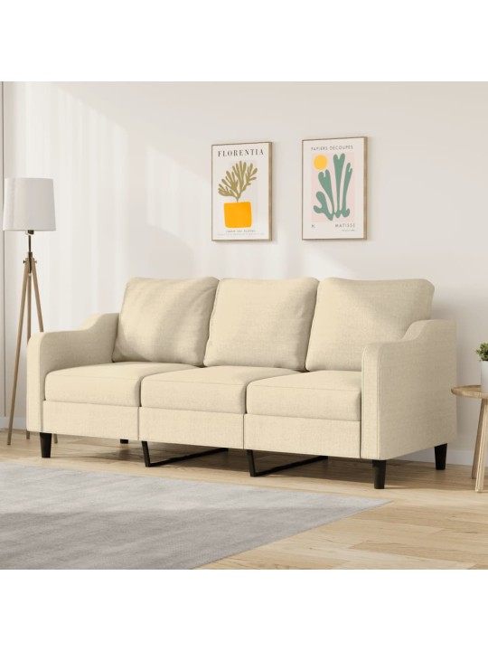 3místná pohovka krémová 180 cm textil