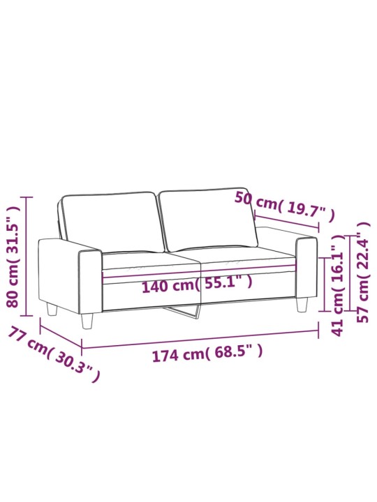 2místná pohovka krémová 140 cm textil