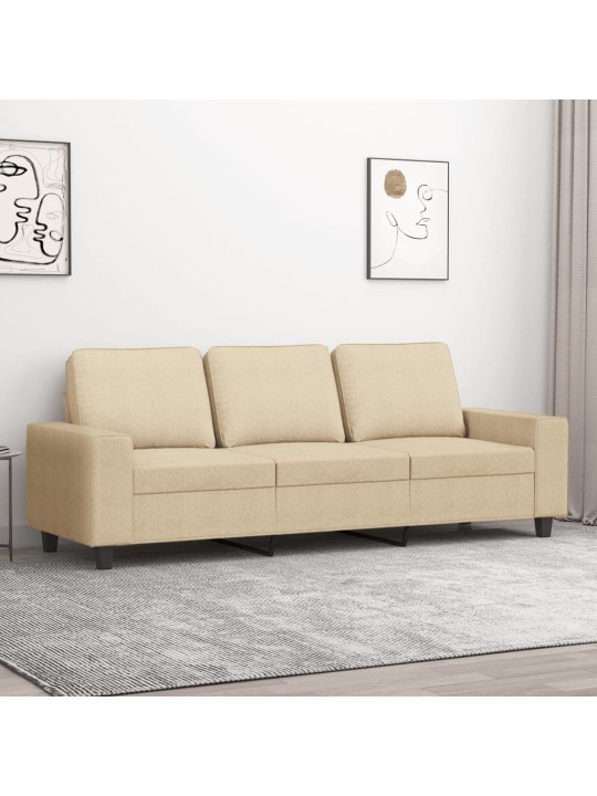 3místná pohovka krémová 180 cm textil